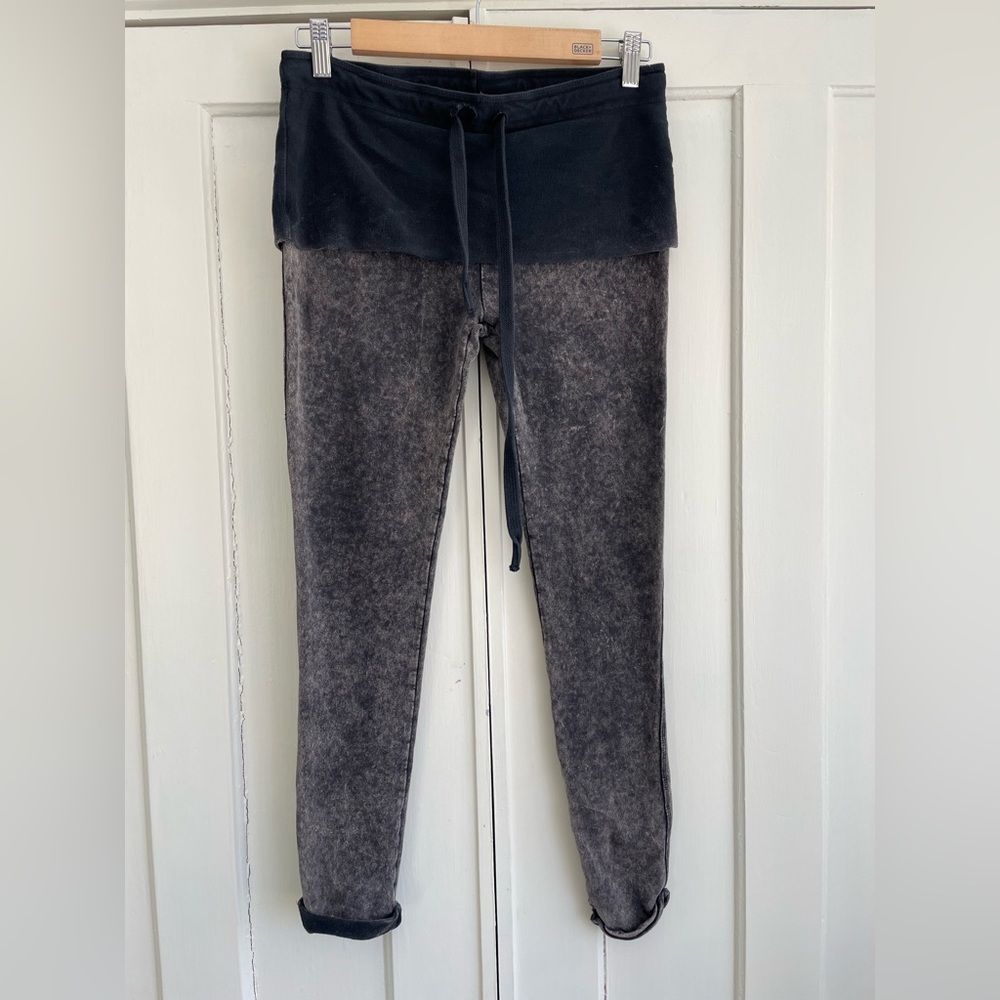 10Days Bodies Black and Gray Athletic Leggings Acid Washed with Foldover Band 0